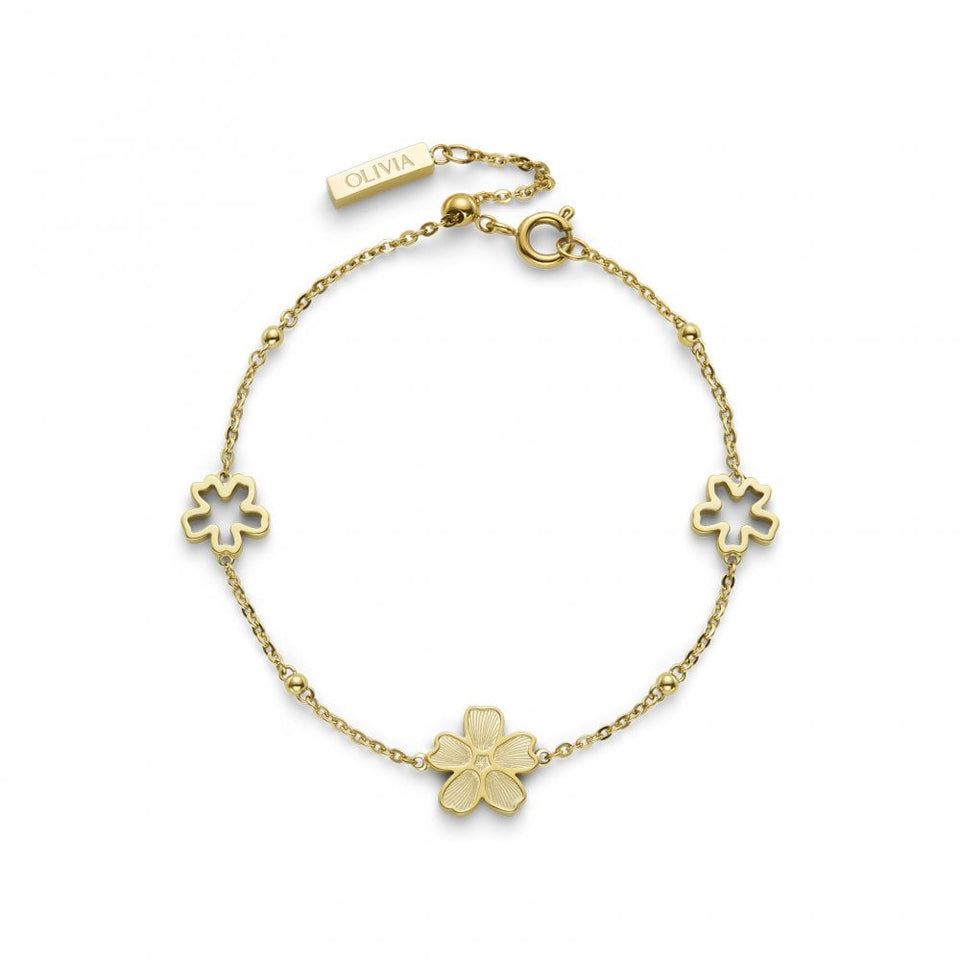 Olivia Burton Ladies Forget Me Not Gold Tone Flower Bracelet