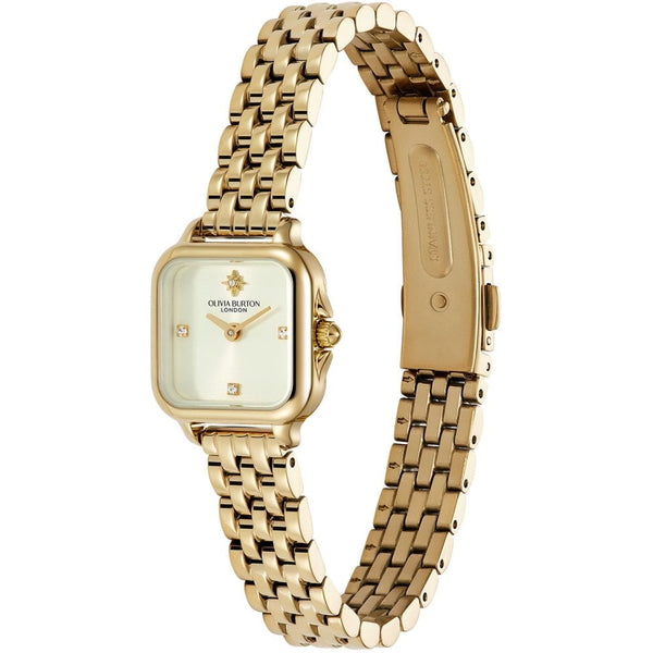 Olivia Burton Ladies Grosvenor Mini 20mm Ivory Dial Gold Plated Watch