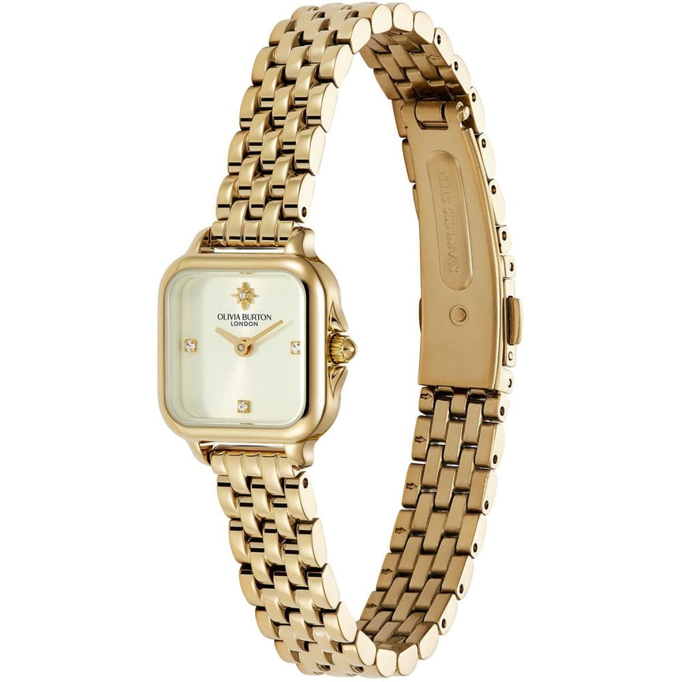 Olivia Burton Ladies Grosvenor Mini 20mm Ivory Dial Gold Plated Watch