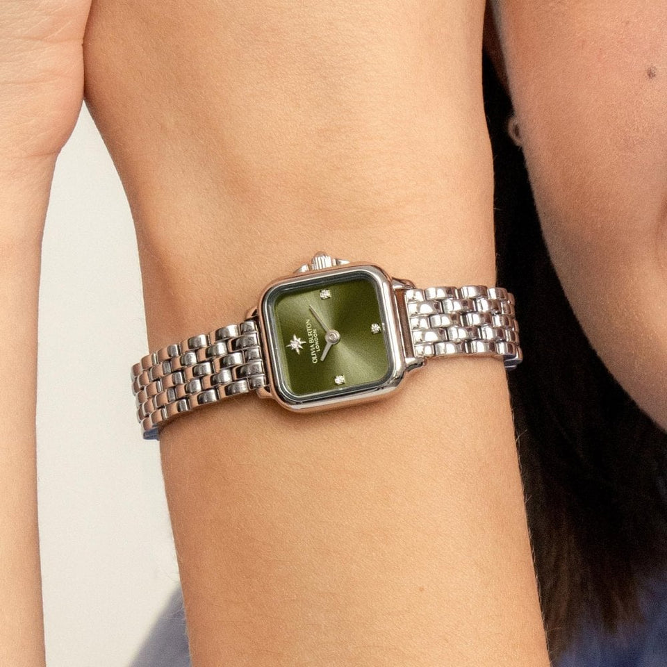 Olivia Burton Ladies Grosvenor Mini 20mm Sage Green Dial Bracelet Watch