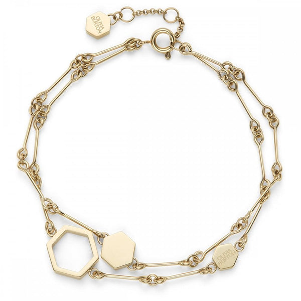 Olivia Burton Ladies Honeycomb Classic Gold Plated Layered Bracelet