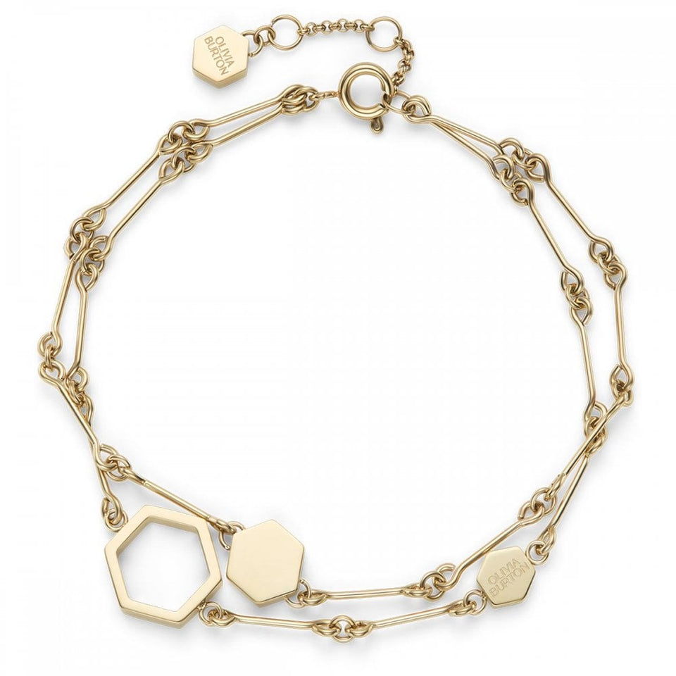Olivia Burton Ladies Honeycomb Classic Gold Plated Layered Bracelet