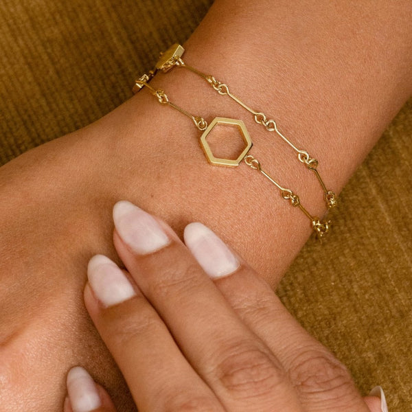 Olivia Burton Ladies Honeycomb Classic Gold Plated Layered Bracelet