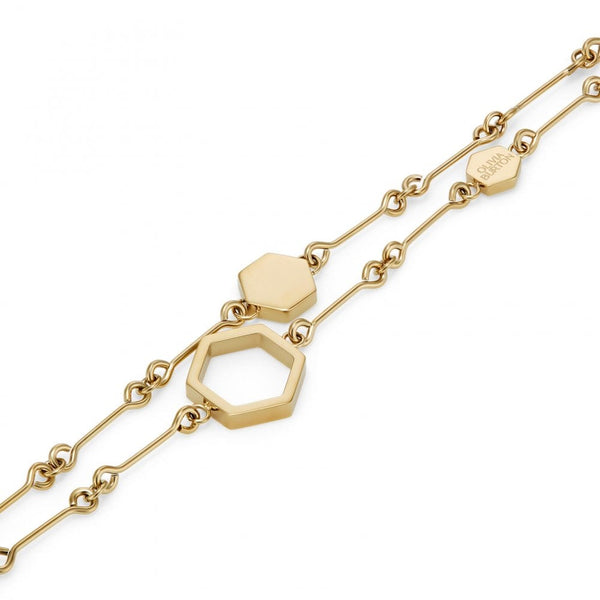 Olivia Burton Ladies Honeycomb Classic Gold Plated Layered Bracelet