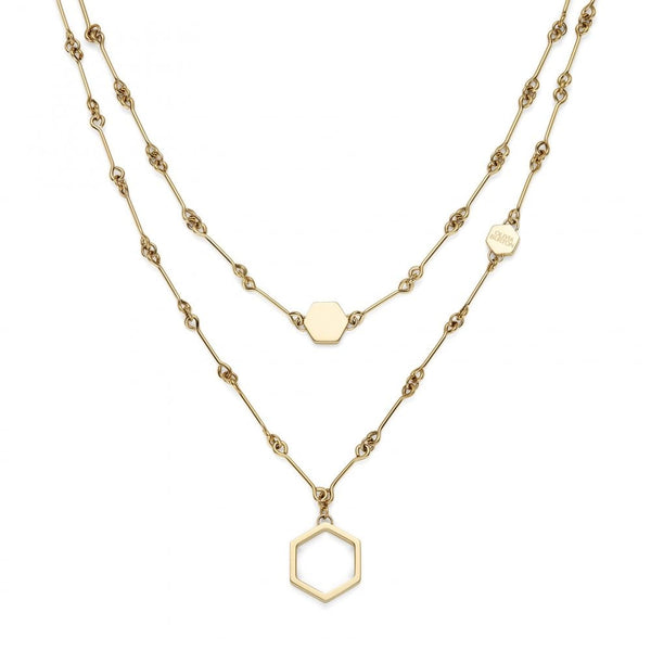 Olivia Burton Ladies Honeycomb Classic Gold Plated Layered Necklace