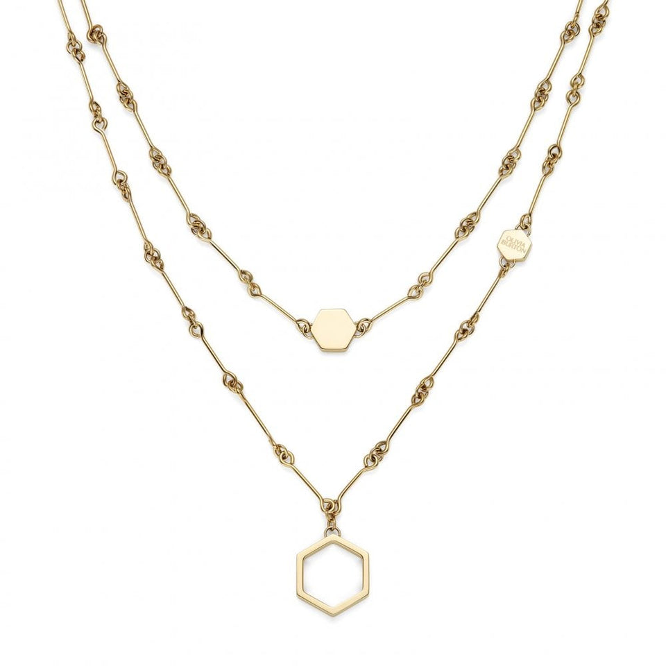 Olivia Burton Ladies Honeycomb Classic Gold Plated Layered Necklace