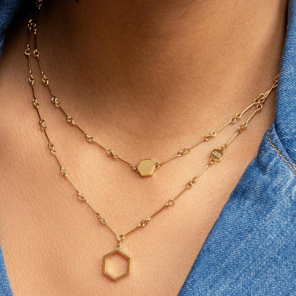 Olivia Burton Ladies Honeycomb Classic Gold Plated Layered Necklace