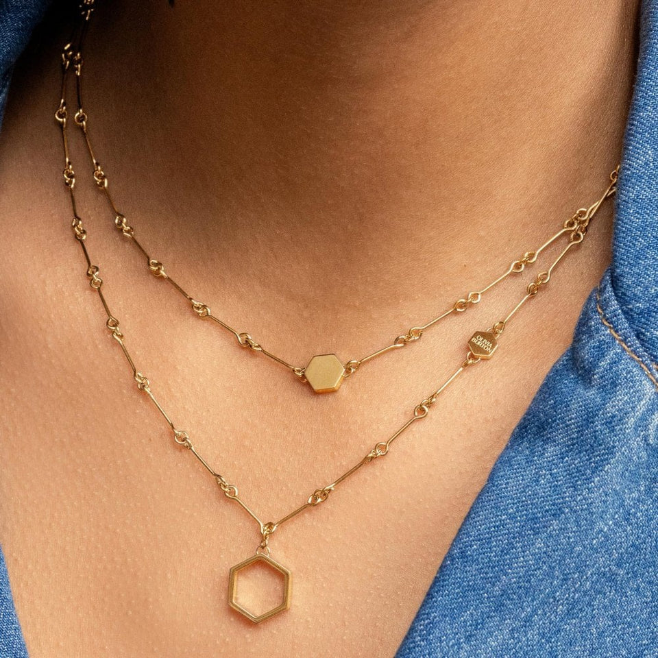 Olivia Burton Ladies Honeycomb Classic Gold Plated Layered Necklace