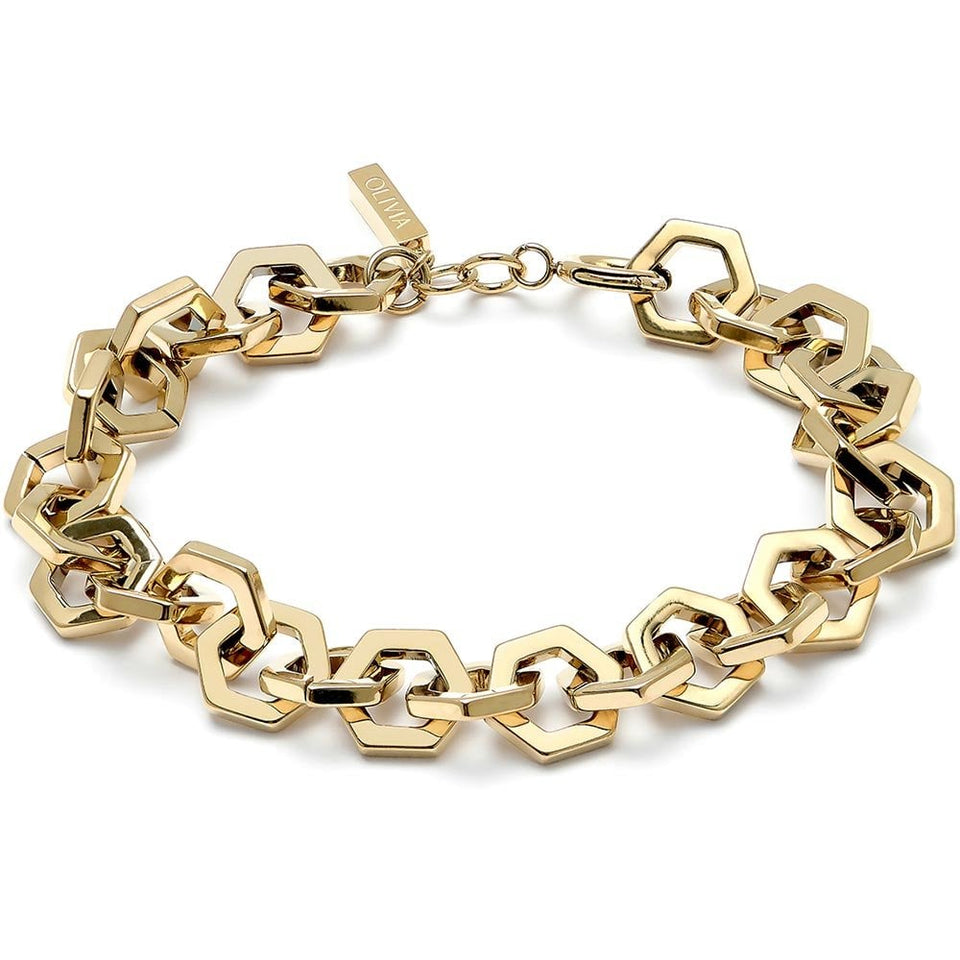 Olivia Burton Ladies Honeycomb Gold Plated Interlinked Bracelet