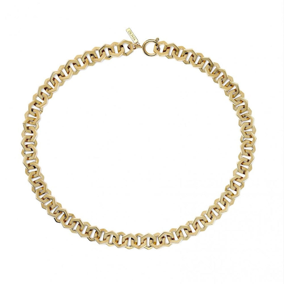 Olivia Burton Ladies Honeycomb Gold Plated Interlinked Necklace