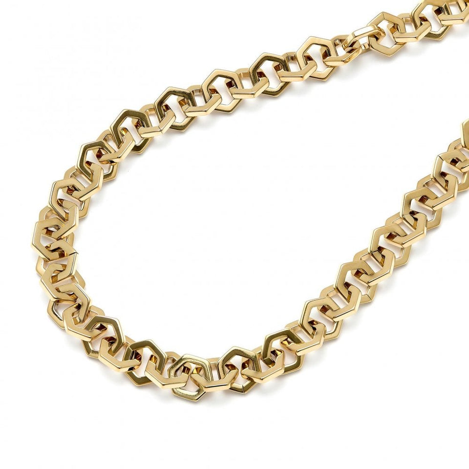Olivia Burton Ladies Honeycomb Gold Plated Interlinked Necklace