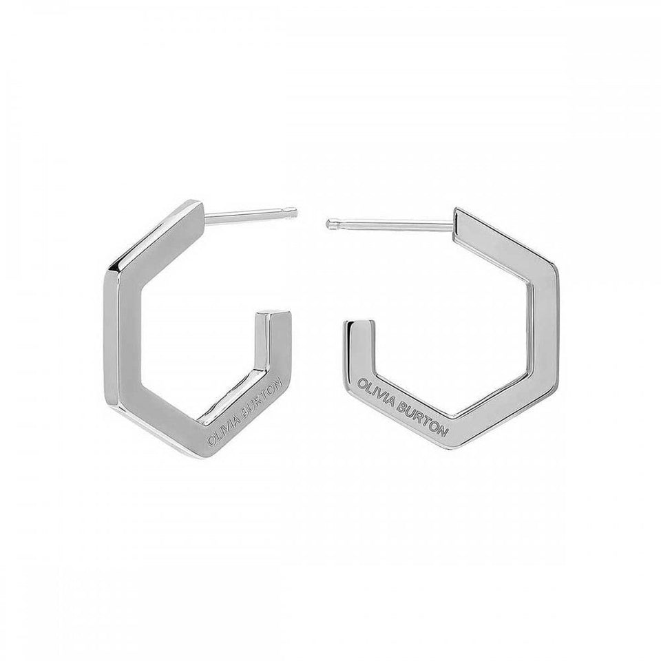 Olivia Burton Ladies Honeycomb Stainless Steel Hoop Earrings