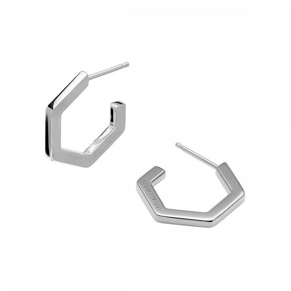 Olivia Burton Ladies Honeycomb Stainless Steel Hoop Earrings