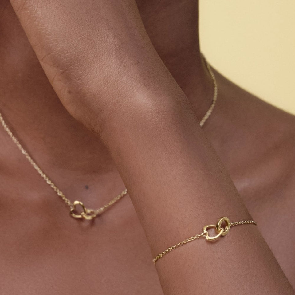 Olivia Burton Ladies Kindred Interlink Gold Tone Heart Bracelet