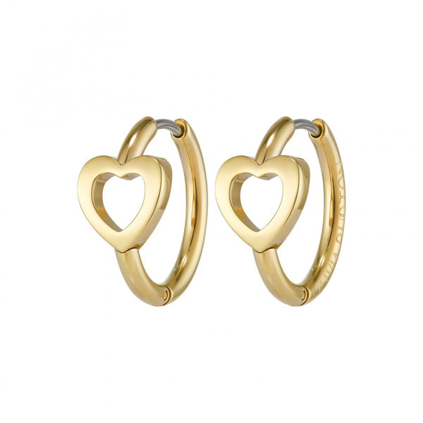Olivia Burton Ladies Kindred Interlink Heart Gold Plated Hoop Earrings