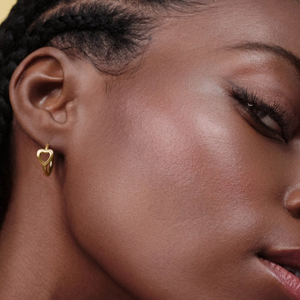 Olivia Burton Ladies Kindred Interlink Heart Gold Plated Hoop Earrings