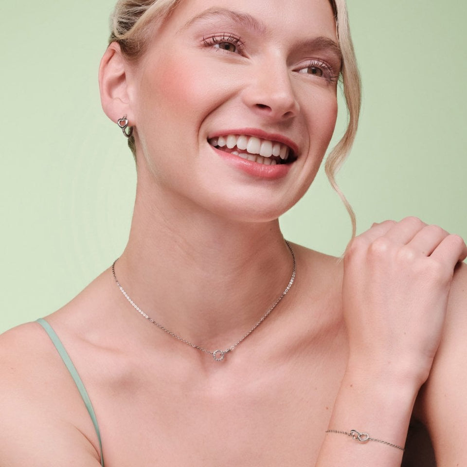 Olivia Burton Ladies Kindred Interlink Heart Hoop Earrings