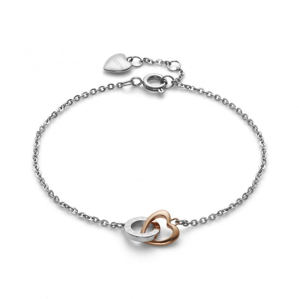 Olivia Burton Ladies Kindred Interlink Two Tone Heart Bracelet