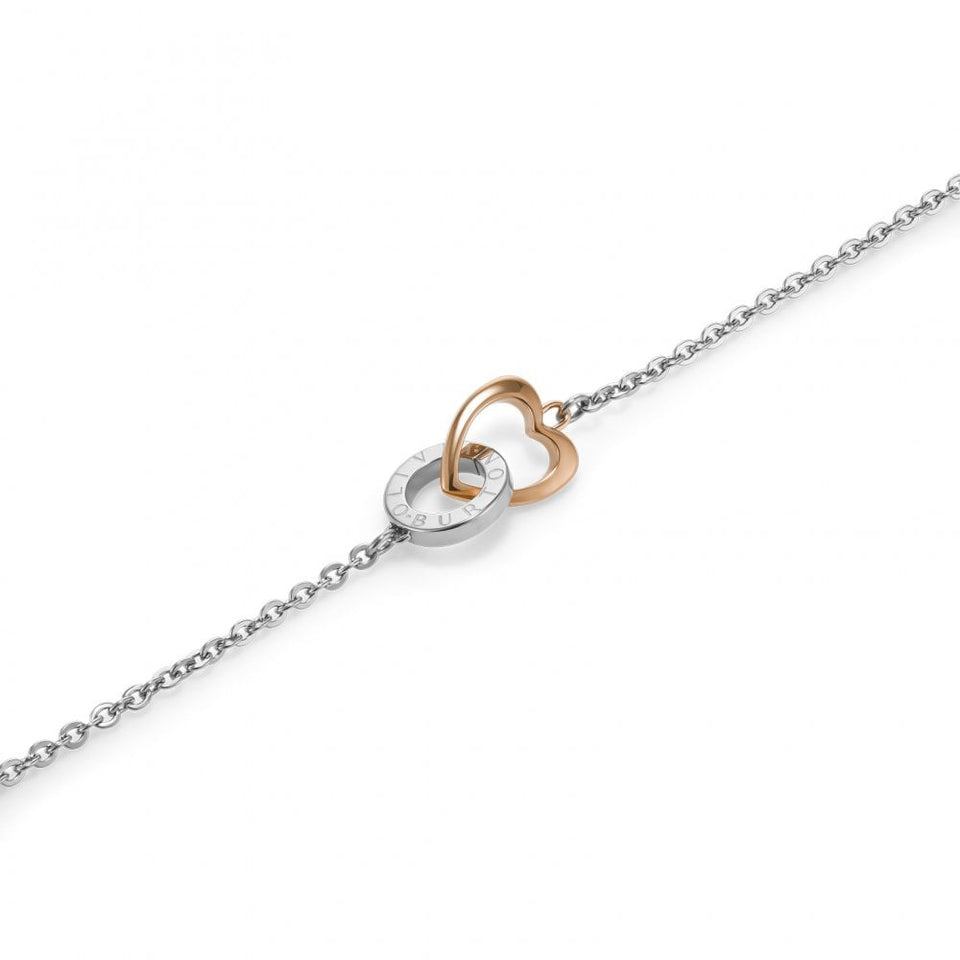Olivia Burton Ladies Kindred Interlink Two Tone Heart Bracelet