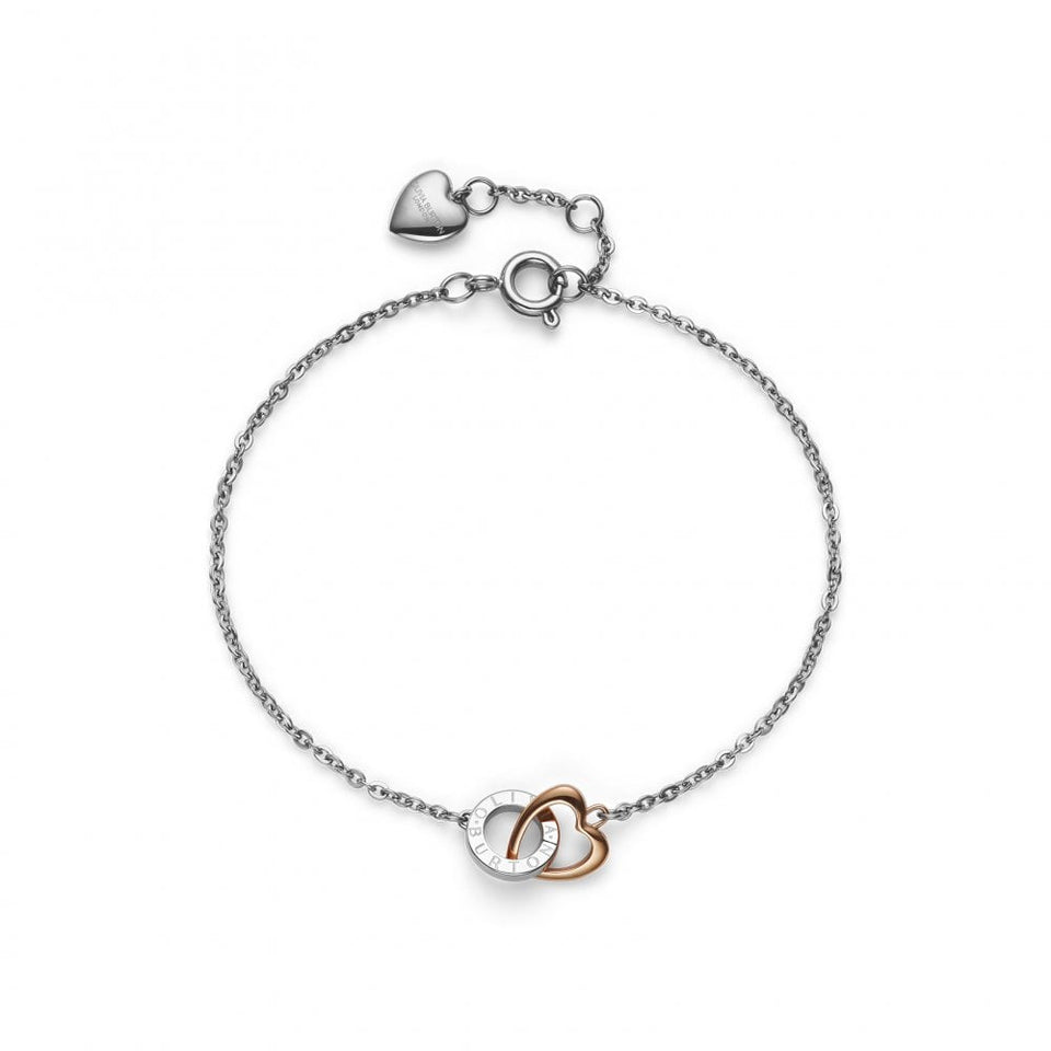 Olivia Burton Ladies Kindred Interlink Two Tone Heart Bracelet