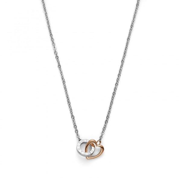 Olivia Burton Ladies Kindred Interlink Two Tone Heart Necklace