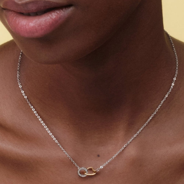 Olivia Burton Ladies Kindred Interlink Two Tone Heart Necklace