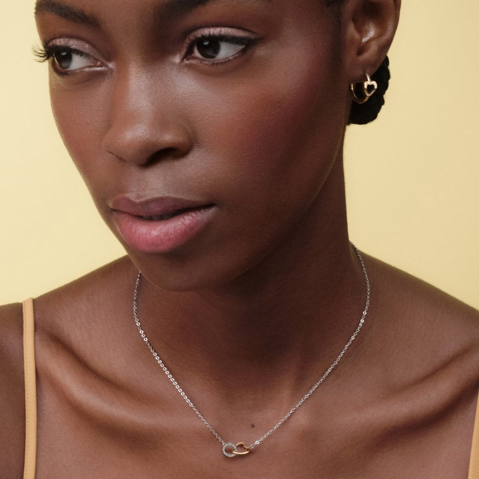 Olivia Burton Ladies Kindred Interlink Two Tone Heart Necklace