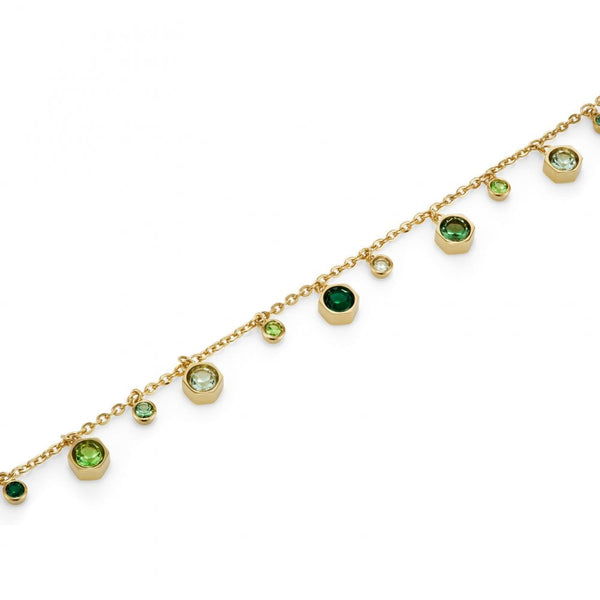 Olivia Burton Ladies Mini Droplet Green Gold Tone Bracelet