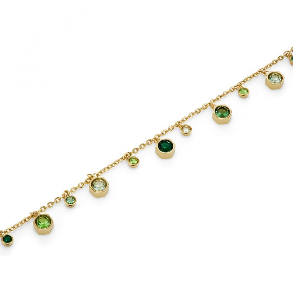 Olivia Burton Ladies Mini Droplet Green Gold Tone Bracelet