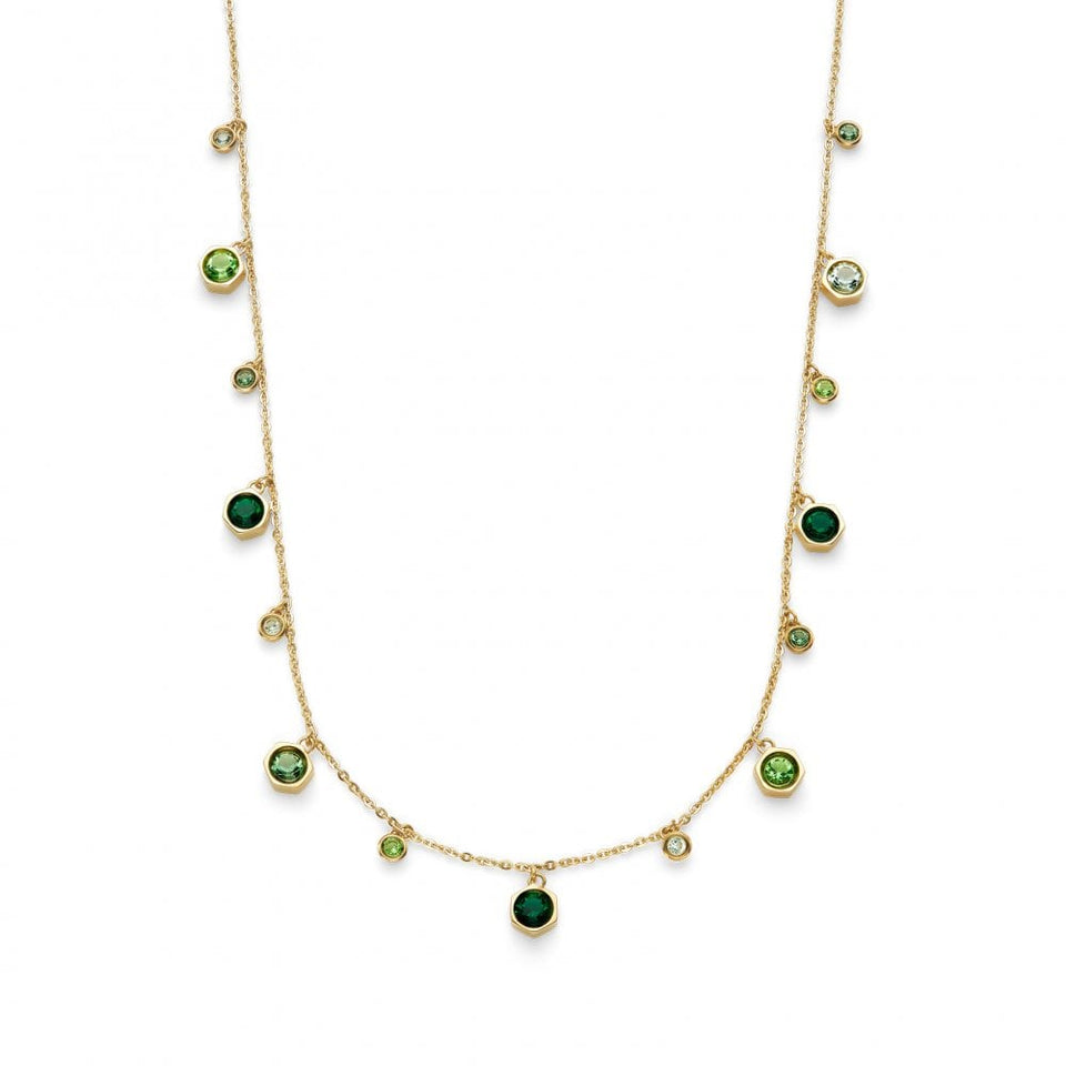 Olivia Burton Ladies Mini Droplet Green Gold Tone Necklace