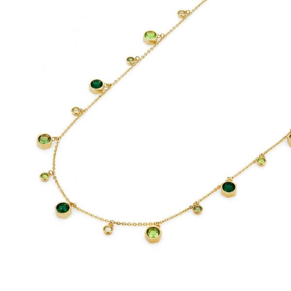 Olivia Burton Ladies Mini Droplet Green Gold Tone Necklace