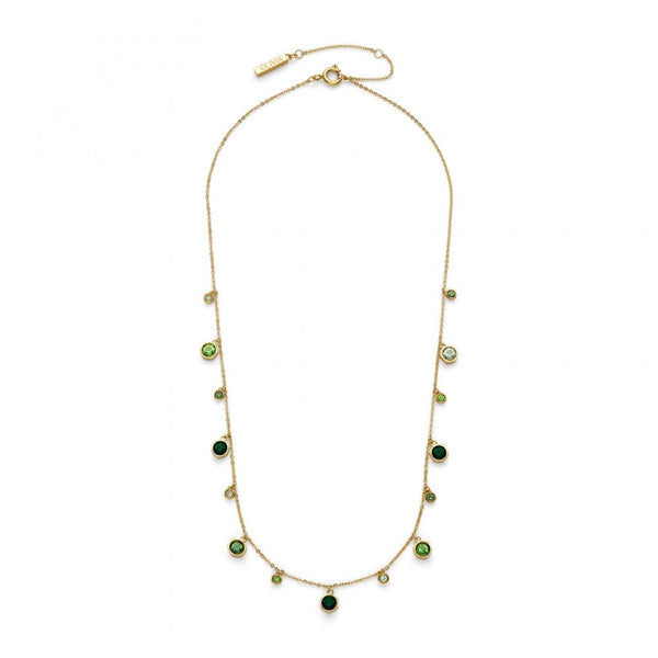 Olivia Burton Ladies Mini Droplet Green Gold Tone Necklace