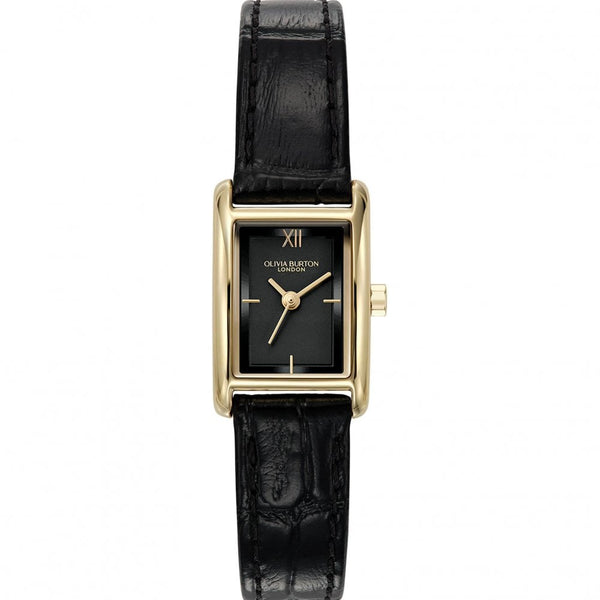 Olivia Burton Ladies Mini Groove Black Leather Strap Watch