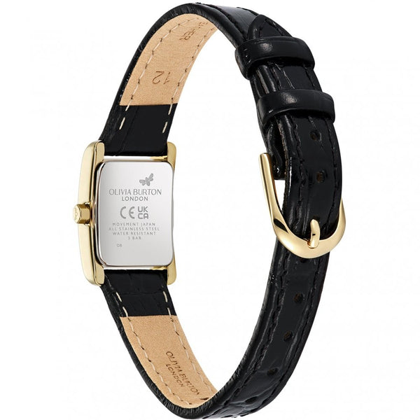 Olivia Burton Ladies Mini Groove Black Leather Strap Watch
