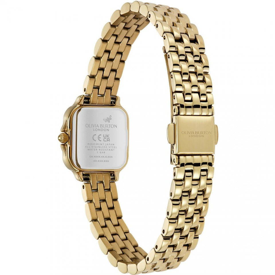 Olivia Burton Ladies Mini Grosvenor Green 20mm Gold Tone Watch