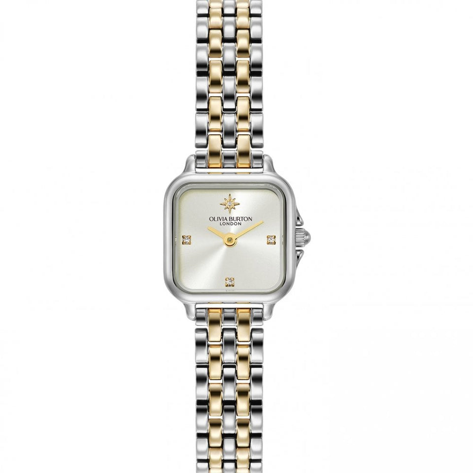 Olivia Burton Ladies Mini Grosvenor Ivory 20mm Two Tone Watch