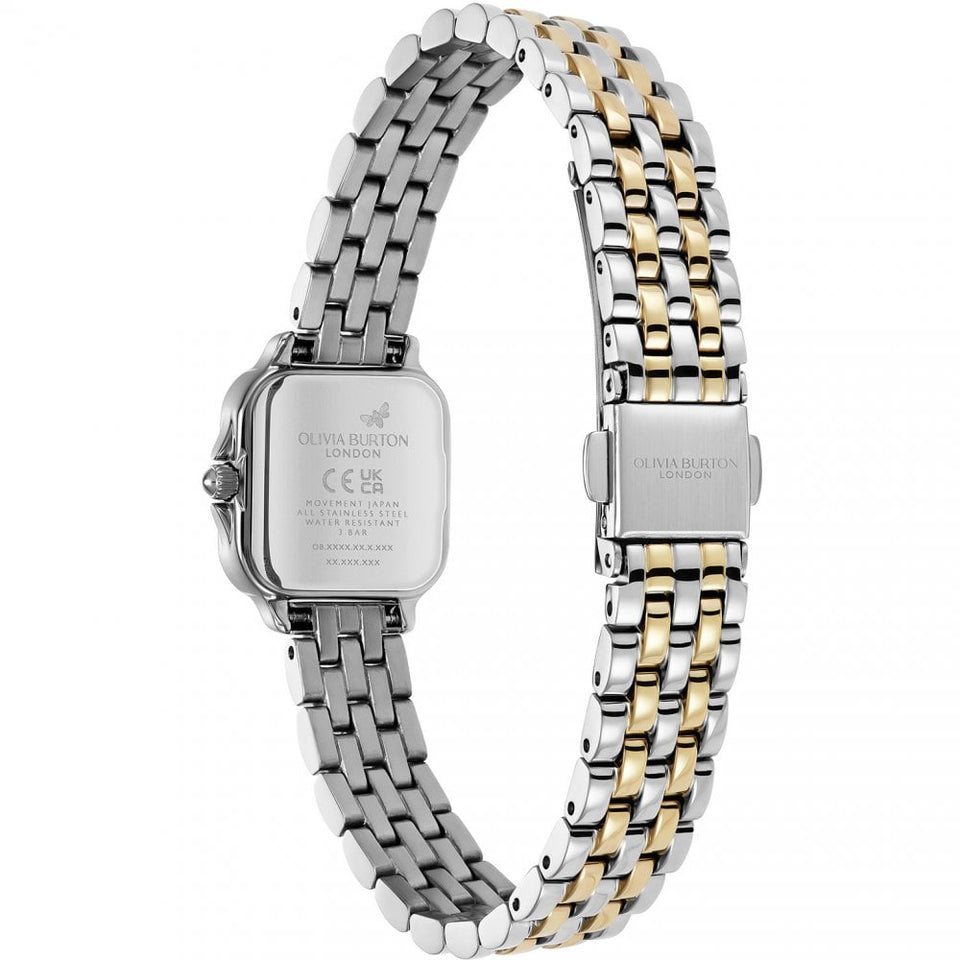 Olivia Burton Ladies Mini Grosvenor Ivory 20mm Two Tone Watch