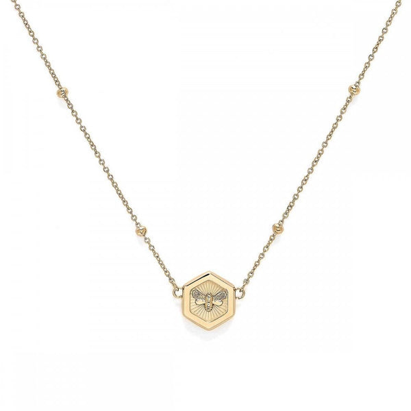Olivia Burton Ladies Minima Bee Honeycomb Gold Plated Beaded Necklace