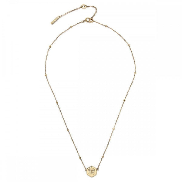 Olivia Burton Ladies Minima Bee Honeycomb Gold Plated Beaded Necklace