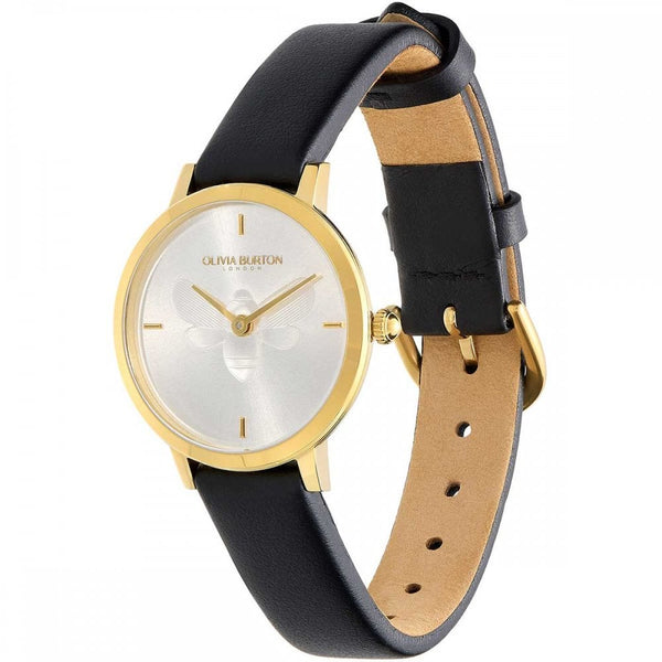 Olivia Burton Ladies Signature Bee Ultra Slim 28mm Black Strap Watch