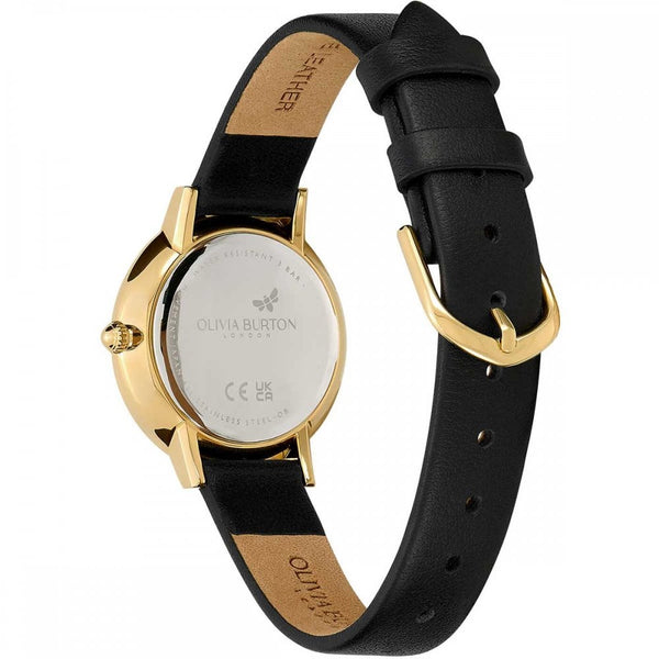 Olivia Burton Ladies Signature Bee Ultra Slim 28mm Black Strap Watch