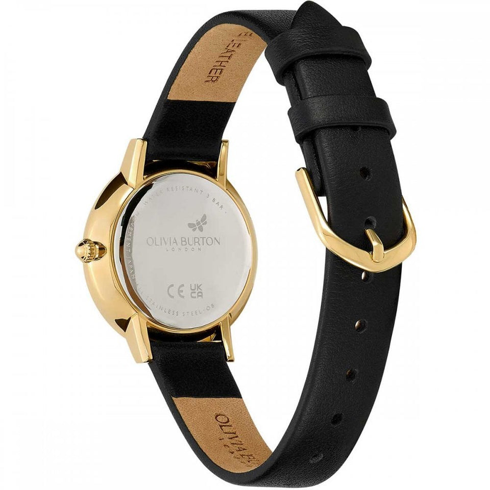 Olivia Burton Ladies Signature Bee Ultra Slim 28mm Black Strap Watch