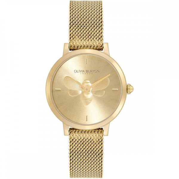 Olivia Burton Ladies Signature Bee Ultra Slim 28mm Gold Mesh Bracelet