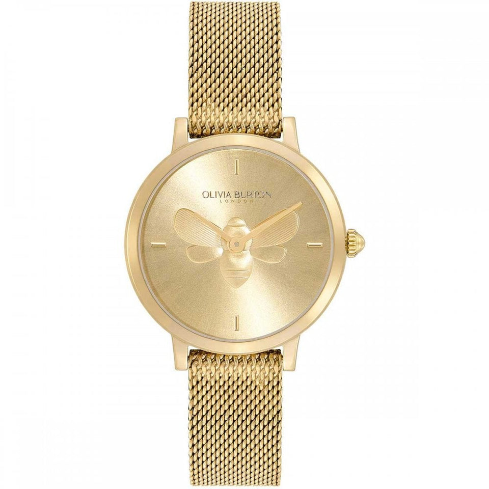 Olivia Burton Ladies Signature Bee Ultra Slim 28mm Gold Mesh Bracelet