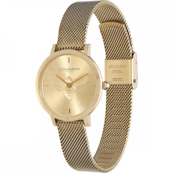 Olivia Burton Ladies Signature Bee Ultra Slim 28mm Gold Mesh Bracelet
