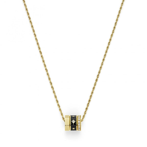Olivia Burton Ladies Signature Black & Gold Plated Beaded Necklace