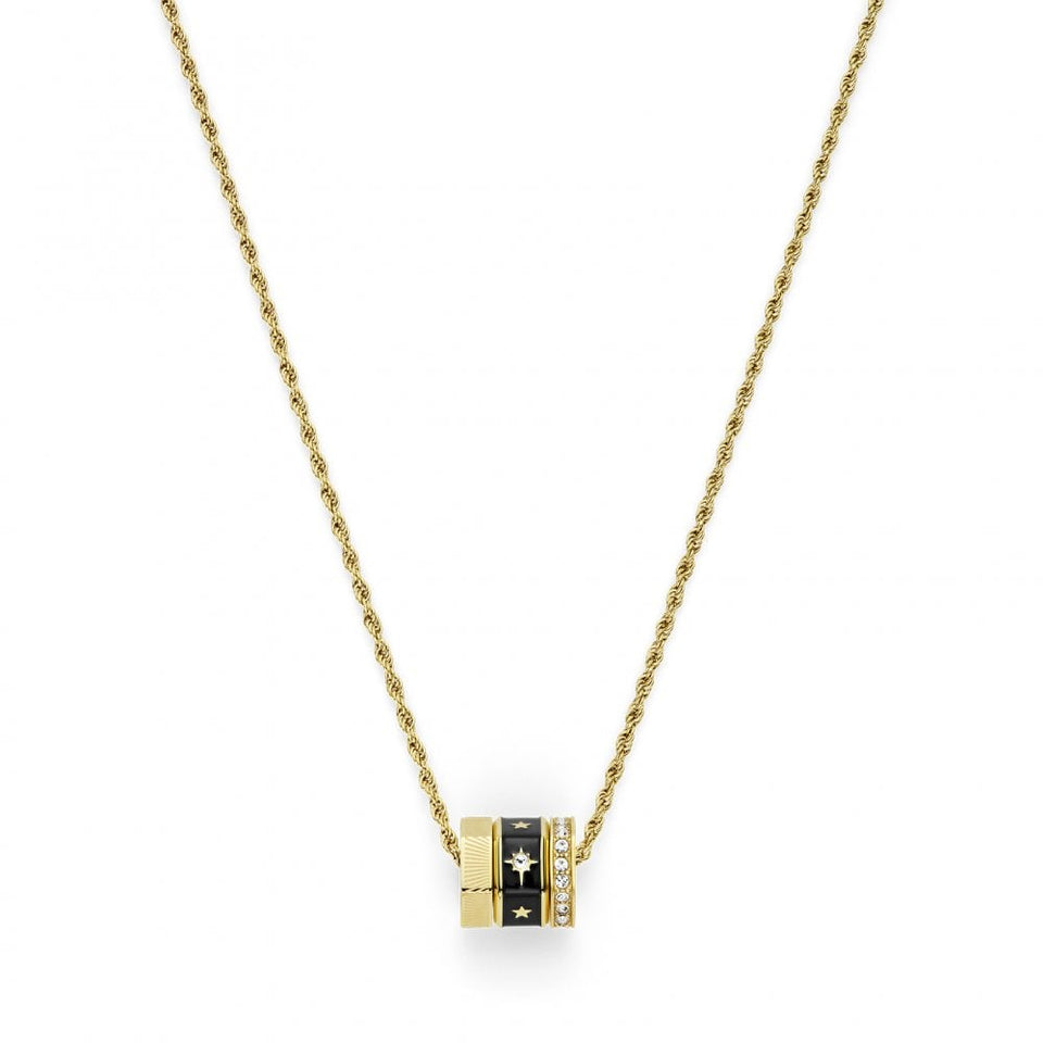 Olivia Burton Ladies Signature Black & Gold Plated Beaded Necklace