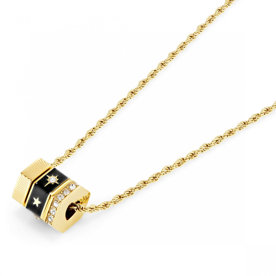 Olivia Burton Ladies Signature Black & Gold Plated Beaded Necklace