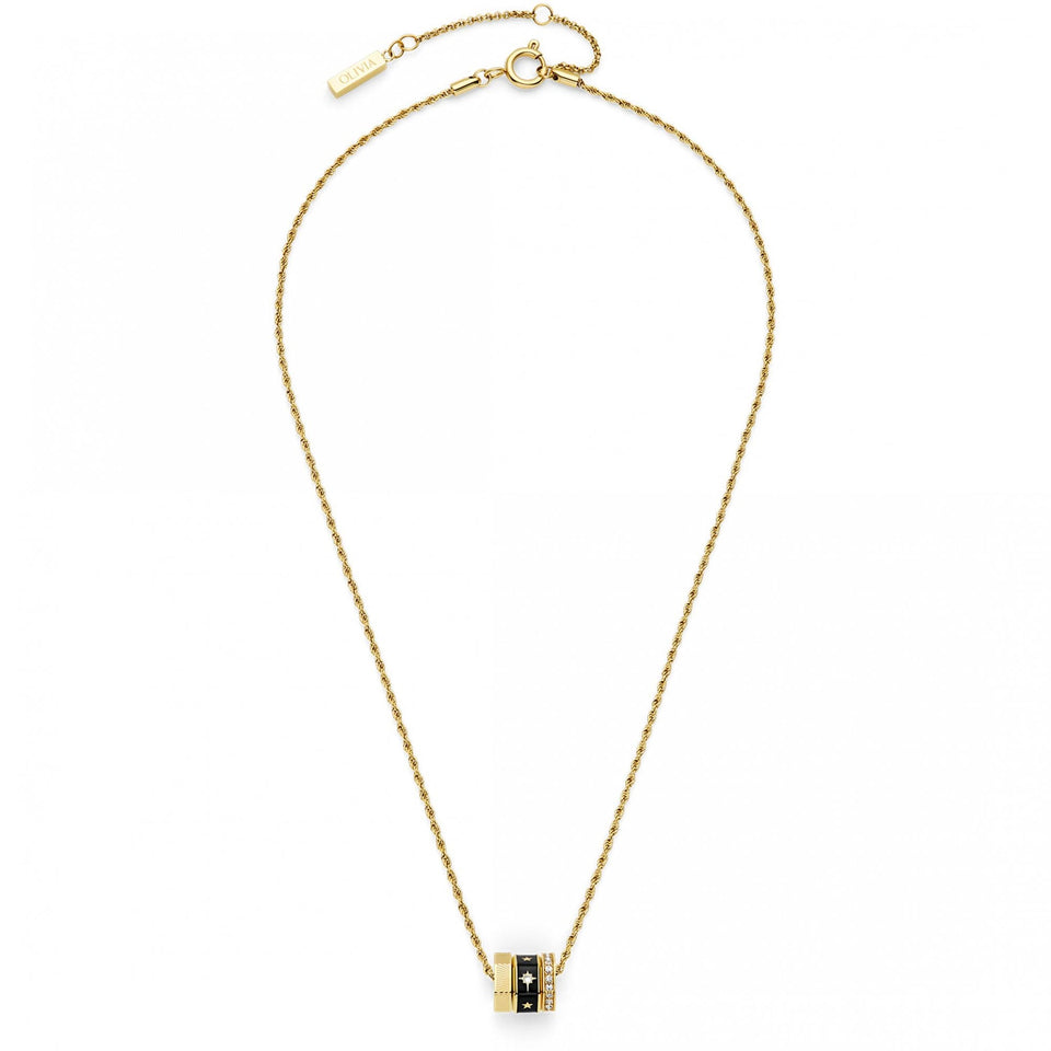Olivia Burton Ladies Signature Black & Gold Plated Beaded Necklace
