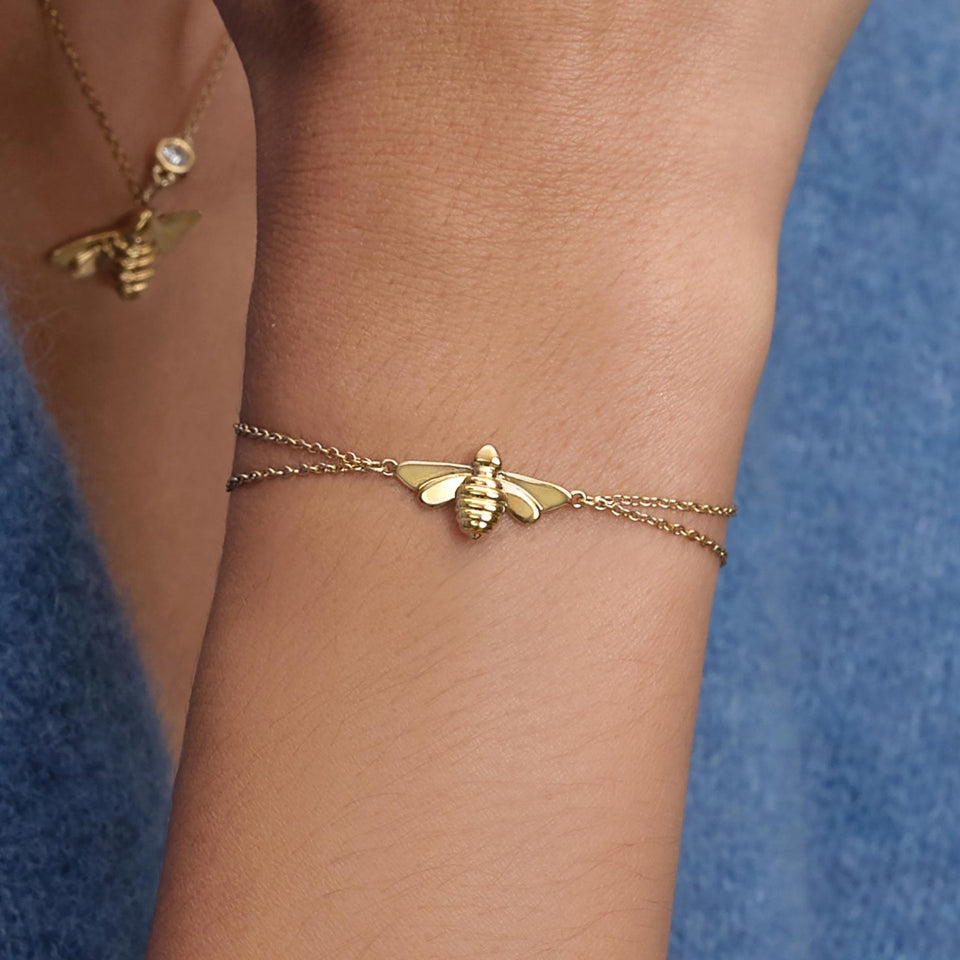 Olivia Burton Ladies Signature Honey Bee Gold Plated Double Bracelet